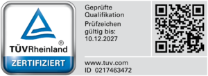Tüv Zertifikat Rheinland Tüv Zertifikat Rheinland mit der Prüfzeichennummer 0217463472